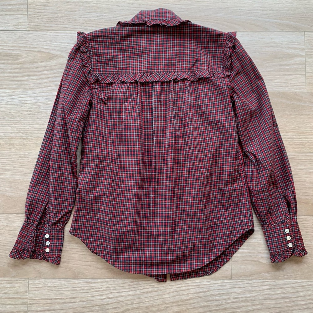 Polo Ralph Lauren Ruffle Trim Plaid Long Sleeve Top Red NWT Size XS - Picture 6 of 6